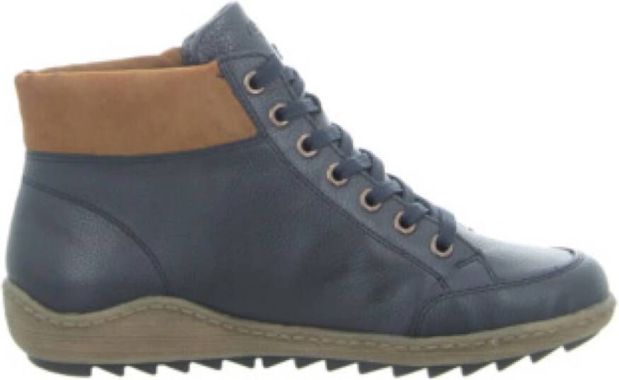 Remonte Veterschoenen flats comfort schoen enkellaars met logo-embossing en contraststiksels