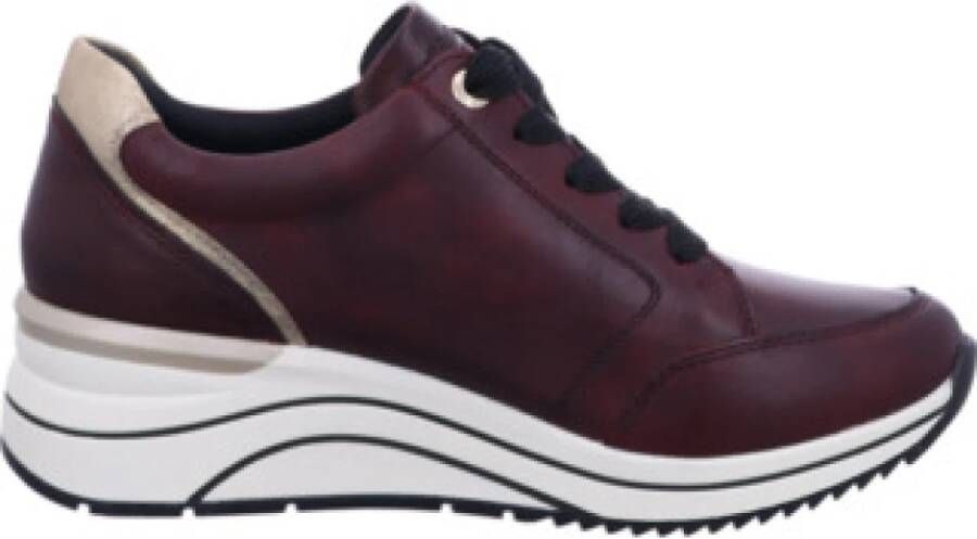 Remonte Sneakers met sleehak vrijetijdsschoen lage schoen veterschoen met gouden logo-hanger