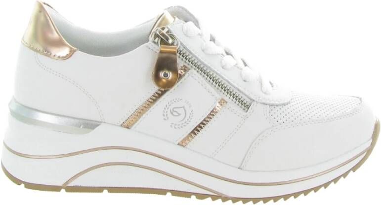 Remonte Sneakers met sleehak vrijetijdsschoen lage schoen veterschoen met metallic contrastaccenten
