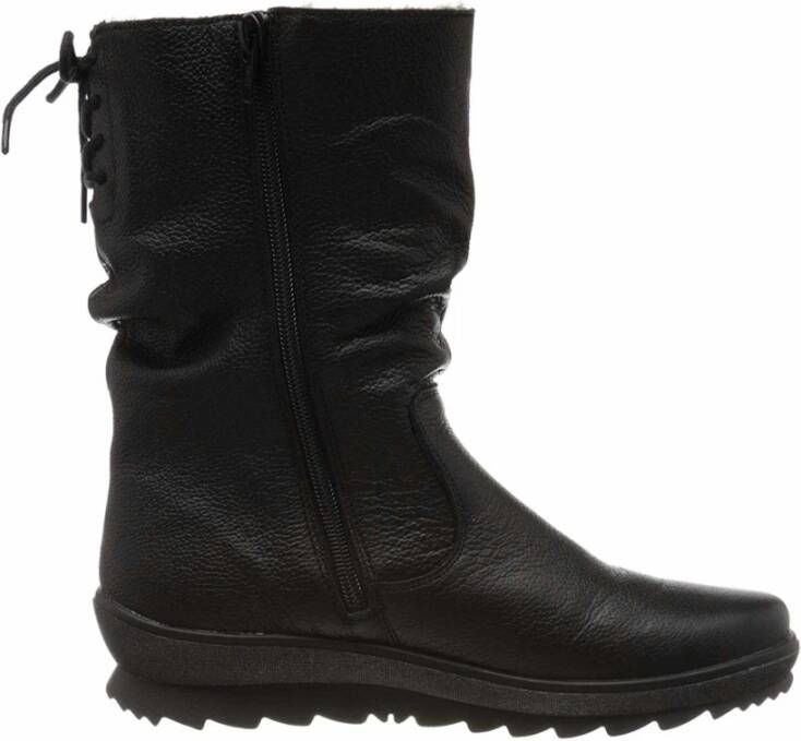Remonte Leren Sleehaklaarzen met Lammfell Black Dames
