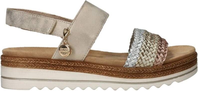 Remonte Sleehaksandaaltjes ELLE-Collection zomerschoen sandaal sleehak met vlechtbandage in metallic-look - Foto 2
