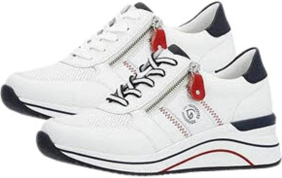 Remonte Sneakers met sleehak vrijetijdsschoen lage schoen veterschoen met metallic contrastaccenten