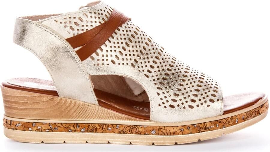 Remonte Sandaaltjes zomerschoen sandaal sleehak met modern perforatiepatroon