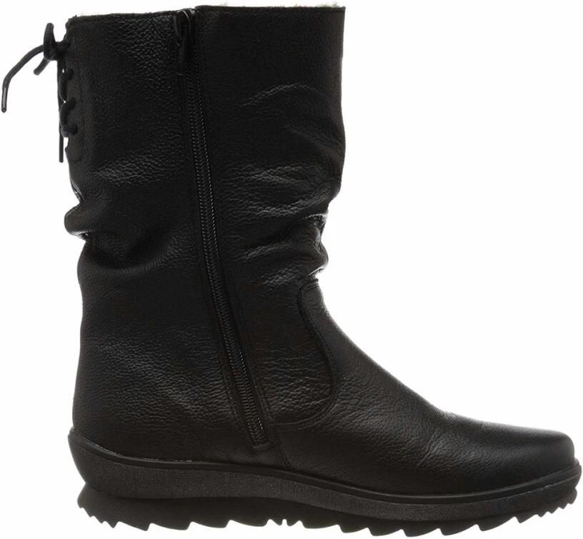 Remonte Leren Sleehaklaarzen met Lammfell Black Dames