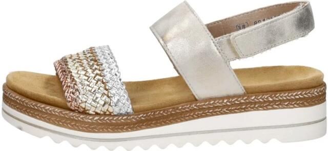 Remonte Sleehaksandaaltjes ELLE-Collection zomerschoen sandaal sleehak met vlechtbandage in metallic-look - Foto 4