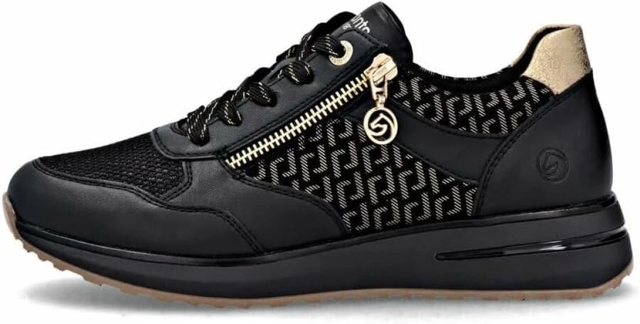 Remonte D1G08-07 Sneakers Zwart Met Goud Leer Dames Zwart - Foto 2