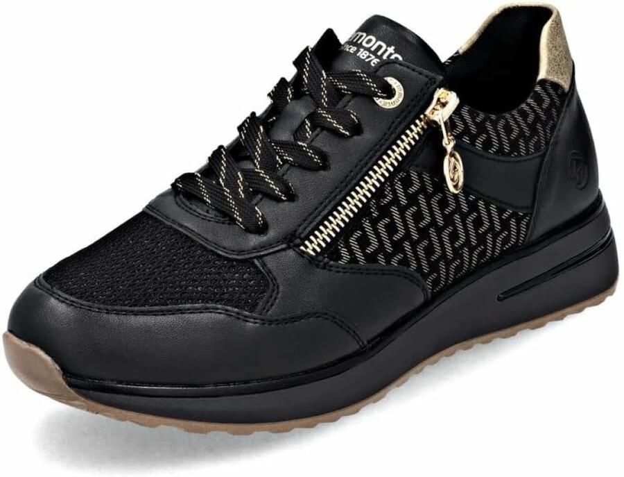 Remonte D1G08-07 Sneakers Zwart Met Goud Leer Dames Zwart - Foto 4