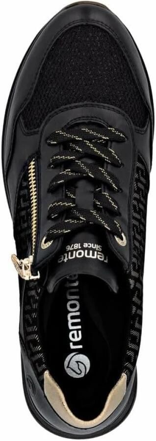 Remonte D1G08-07 Sneakers Zwart Met Goud Leer Dames Zwart - Foto 7