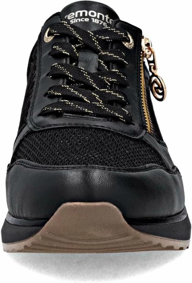 Remonte D1G08-07 Sneakers Zwart Met Goud Leer Dames Zwart - Foto 5