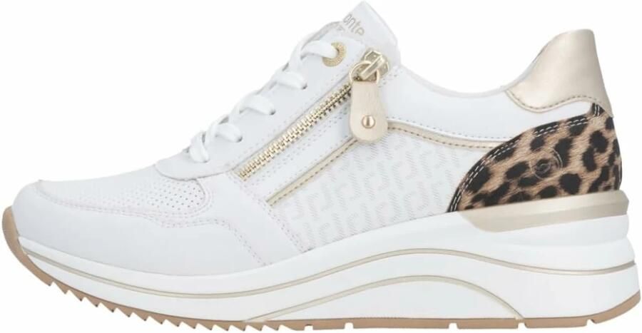 Remonte D0T10-82 Sneakers Wit met Panterprint op de hak Leer Dames Wit - Foto 7
