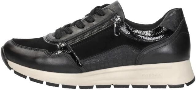 Remonte Zwarte Leren Dames Sneakers Slangenprint Zwart - Foto 6