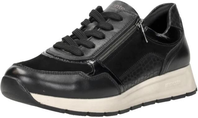 Remonte Zwarte Leren Dames Sneakers Slangenprint Zwart - Foto 7