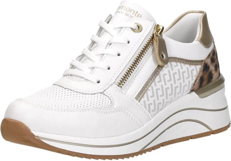 Remonte D0T10-82 Sneakers Wit met Panterprint op de hak Leer Dames Wit - Foto 5