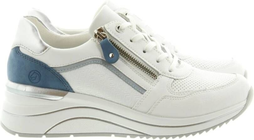 Remonte Wit Blauwe Sneaker met Ingebouwde Hak