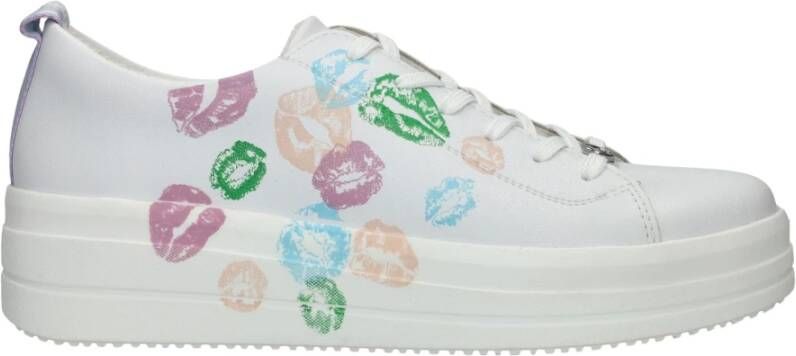 Remonte Witte Sneaker met Gekleurd Mond Patroon White Dames
