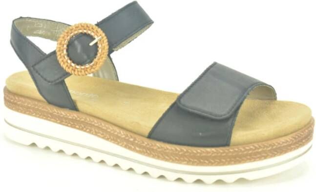 Remonte Zwarte Sandaal met Velcro Straps