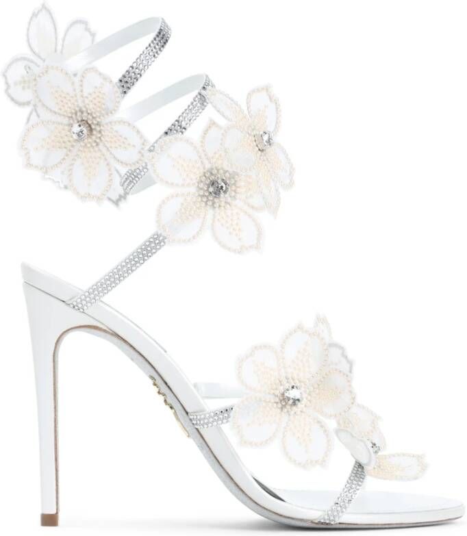 René Caovilla Witte Sandalen Elegant Ontwerp Hoge Hak