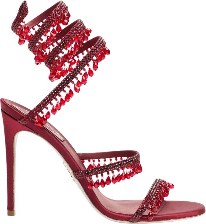 René Caovilla Burgundy Chandelier High Sandals in Rood