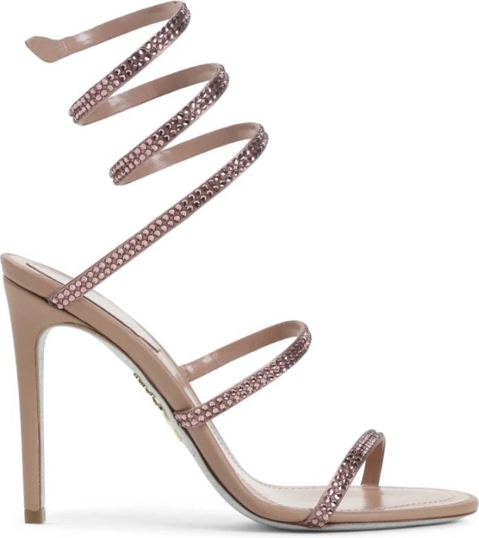 René Caovilla Elegante Satijnen Sandalen Nude Neutrals