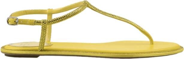 René Caovilla Flat Sandals Geel Dames