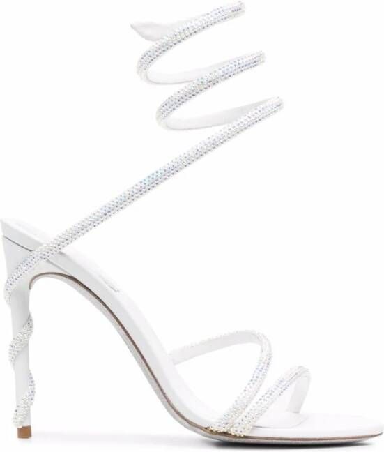 René Caovilla Ivory Cecile Strass Sandalen White Dames