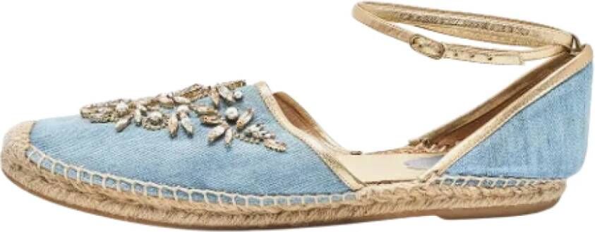 René Caovilla Pre-owned Denim flats Blue Dames