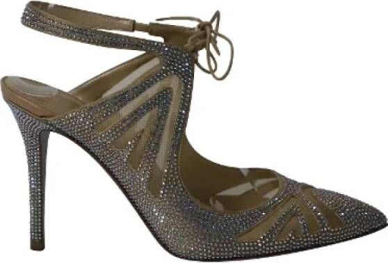 René Caovilla Pre-owned Fabric heels Gray Dames