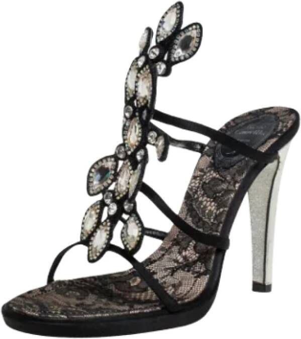 René Caovilla Pre-owned Satin sandals Black Dames