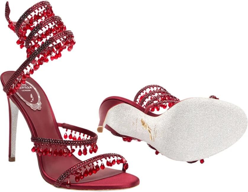 René Caovilla Burgundy Chandelier High Sandals in Rood