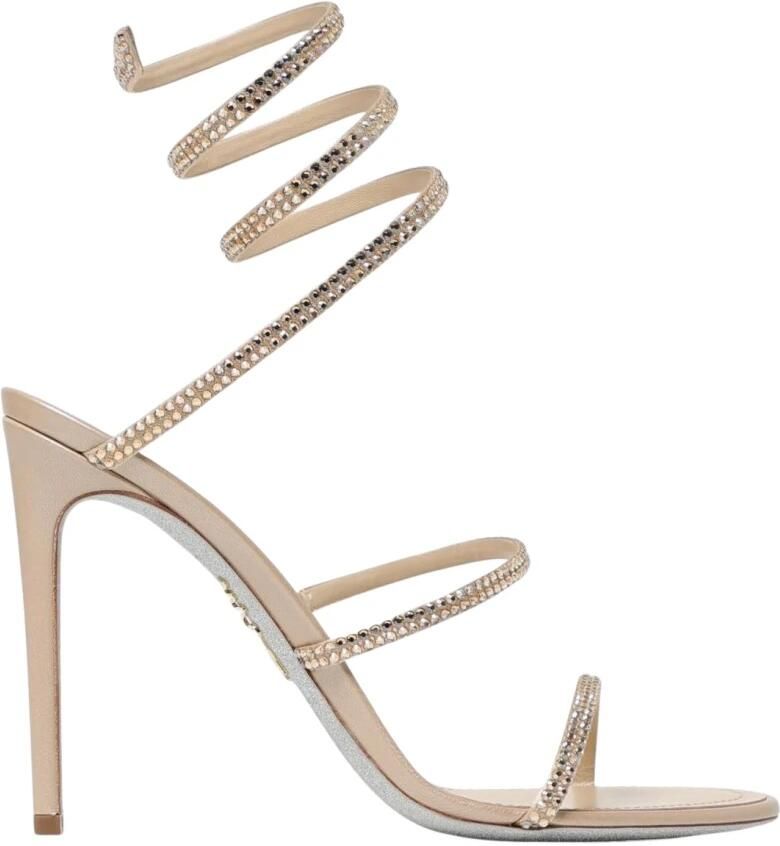 René Caovilla Elegante Strass Sandalen in Nude & Neutrals