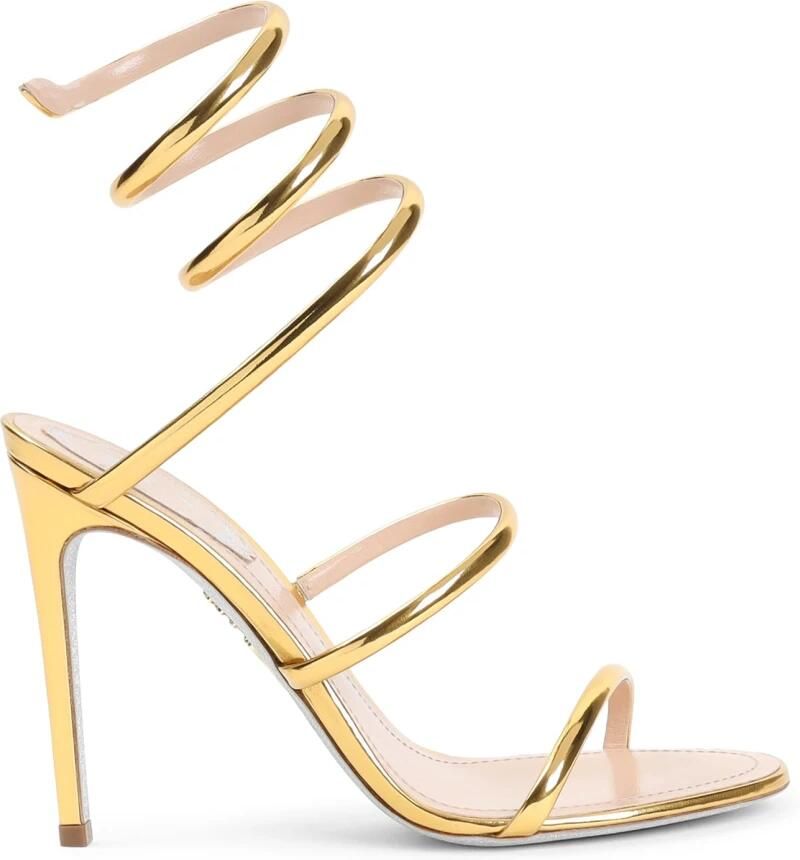 René Caovilla Donkergouden kalfslederen sandalen