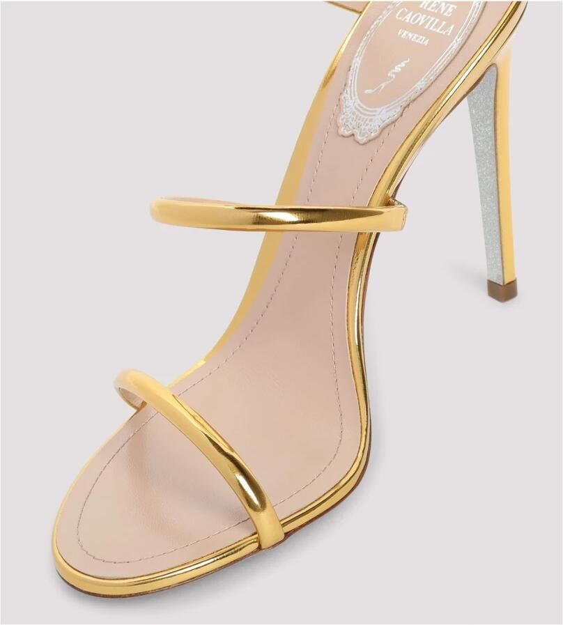 René Caovilla Donkergouden kalfslederen sandalen - Foto 2