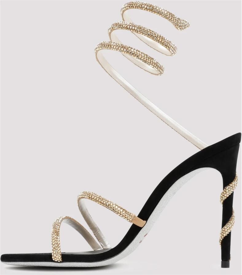René Caovilla Metallic Enkellaarzen met Kristalband