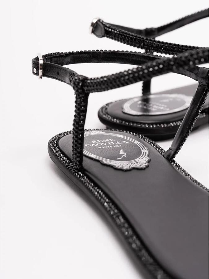 René Caovilla Platte sandalen Zwart Dames