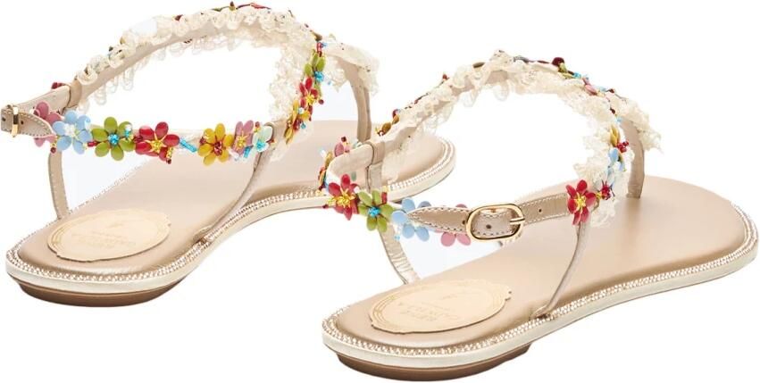 René Caovilla Roze Leren en Satijnen Sandalen