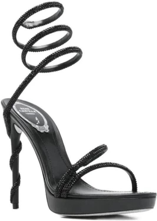 René Caovilla Sandaal met spiraalband en kristallen