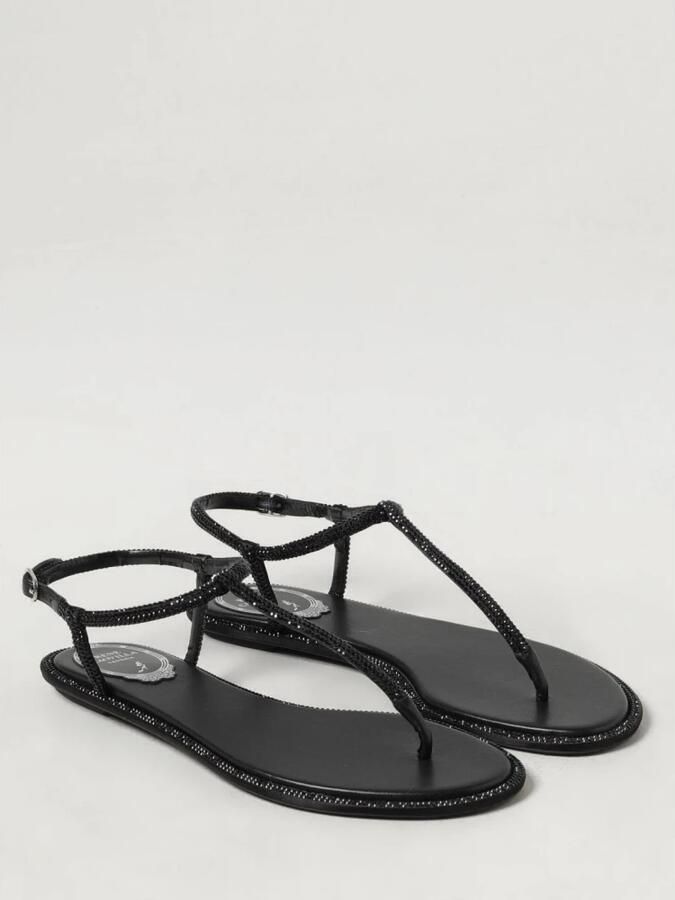 René Caovilla Zwarte Platte Sandalen met Versiering - Foto 3