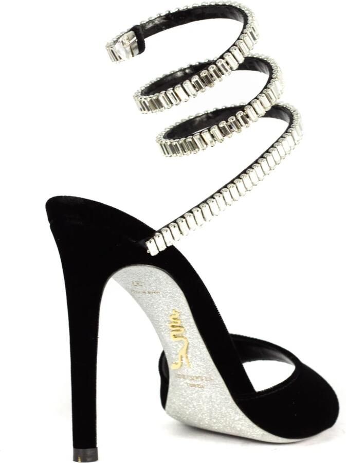 René Caovilla Zwarte Velvet Spark Sandalen met Strass - Foto 3