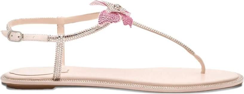 René Caovilla Roze Leren Sandalen