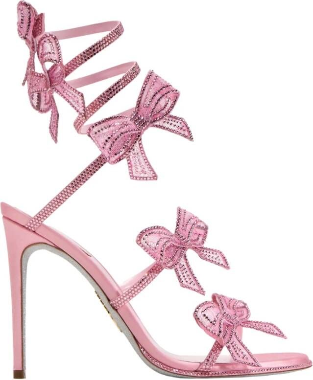 René Caovilla Roze Leren Satijnen Sandalen