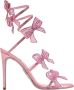 René Caovilla Roze Leren Satijnen Sandalen - Thumbnail 1