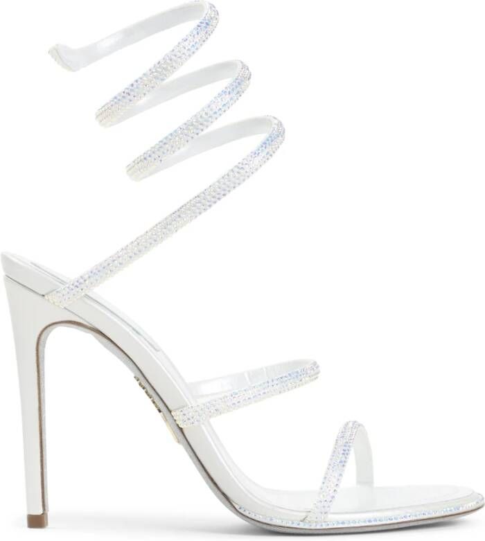 René Caovilla Witte Satijnen Sandalen Elegante Hakken