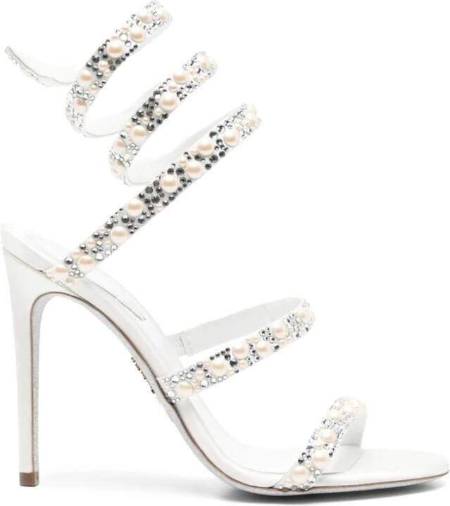 René Caovilla Witte Strass Naaldhak Schoenen