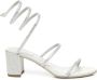 René Caovilla Zilveren Blokhak Sandalen Enkelwikkel - Thumbnail 1