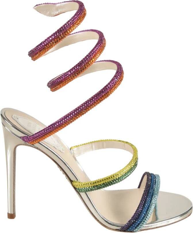 René Caovilla Zilveren Sandalen voor Vrouwen Multicolor Dames