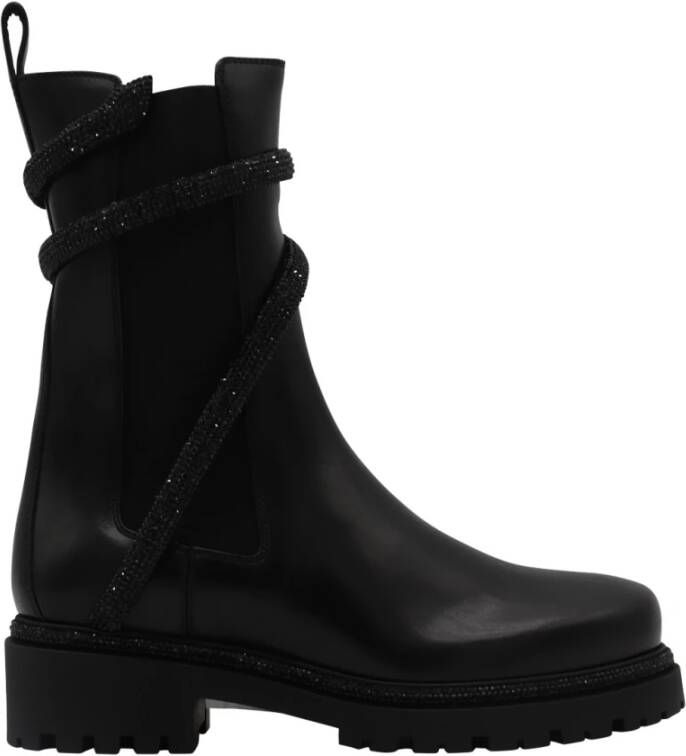 René Caovilla Zwarte Cleo Enkellaarzen Black Dames