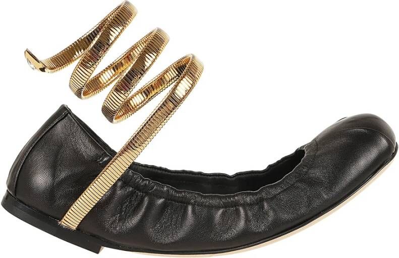 René Caovilla Zwarte Metalen Slang Ballerina Schoenen