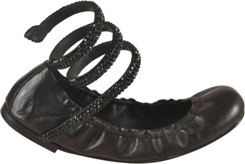René Caovilla Zwarte platte schoenen Elegante stijl Black Dames
