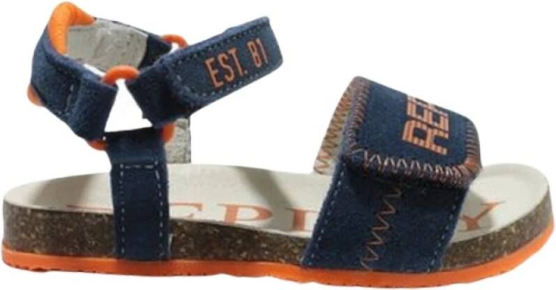 REPLAY Quad suède sandalen blauw oranje - Foto 3