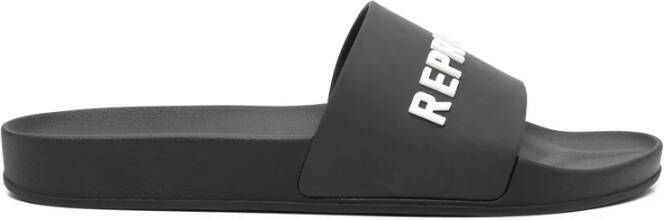 Represent Geëmbosseerd Logo Zwarte Sneaker Rubberen Zool